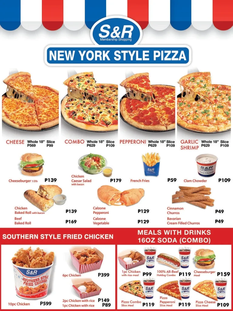 S&R Pizza Menu Price